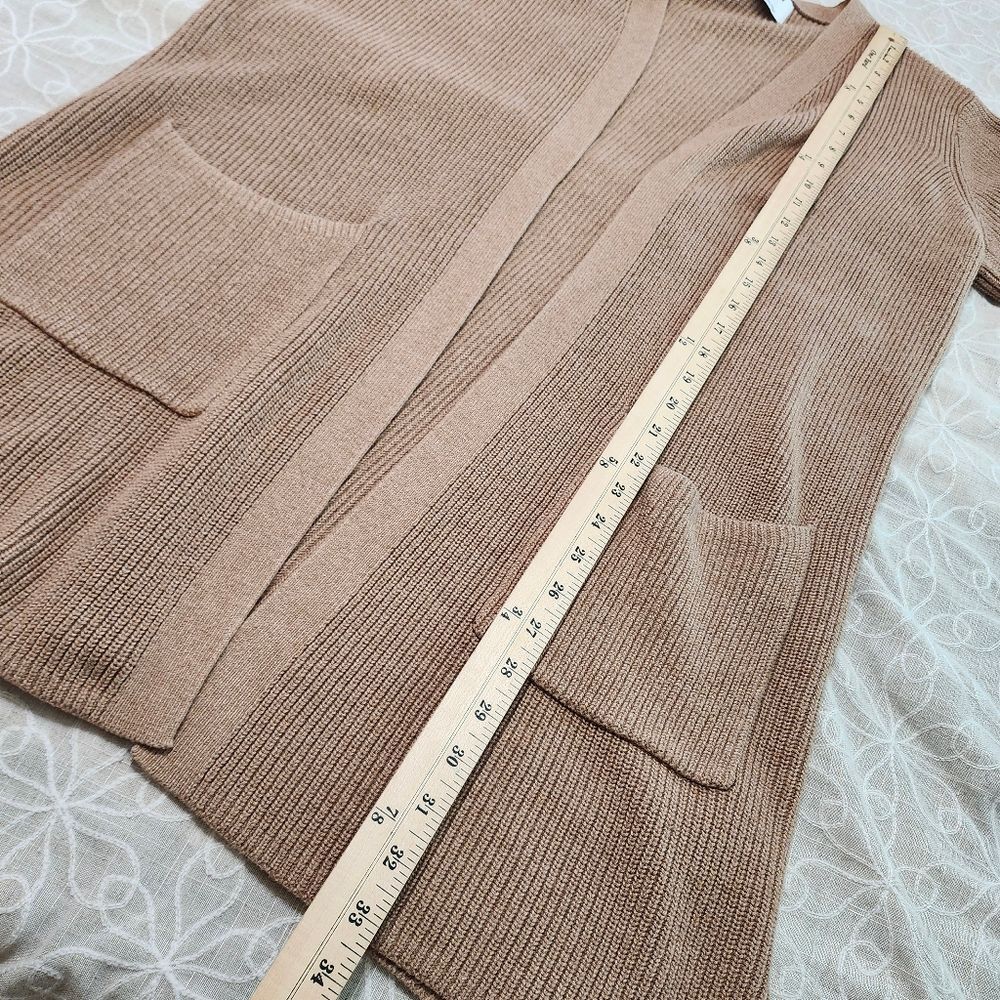 Open Front Longline Ribbed Cozy Cotton Blend Cardigan Sweater Large - Picture 12 of 13